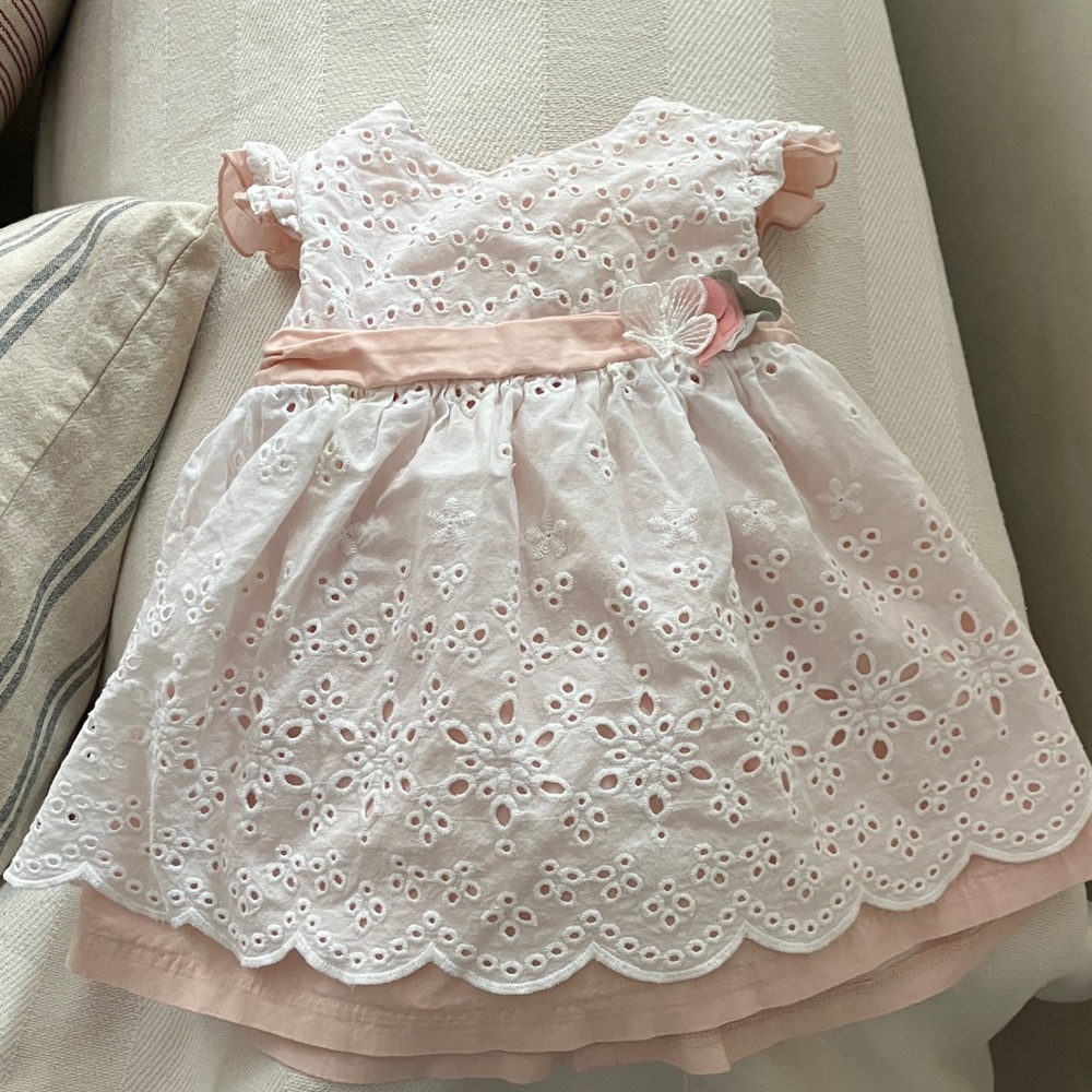 Mayoral Pink and White Eyelet Dress